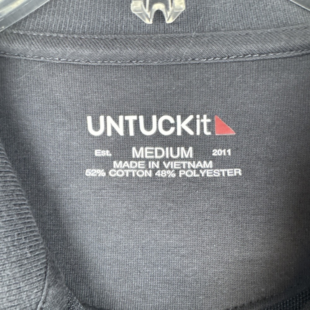Untuckit Men's Long Sleeve Polo Shirt Gray Medium‎ Cotton Blend - Picture 4 of 6